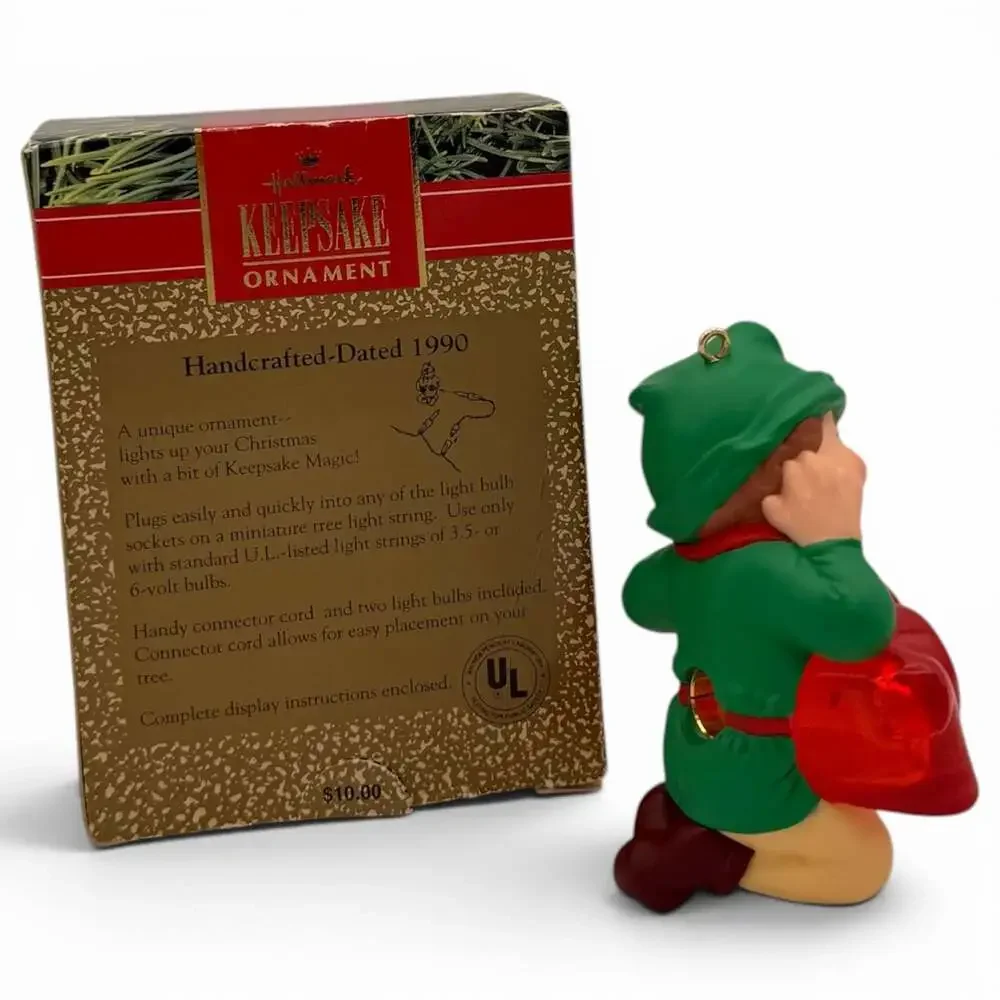 Hallmark Keepsake 1990 Elf of the Year Magic Light Christmas Ornament